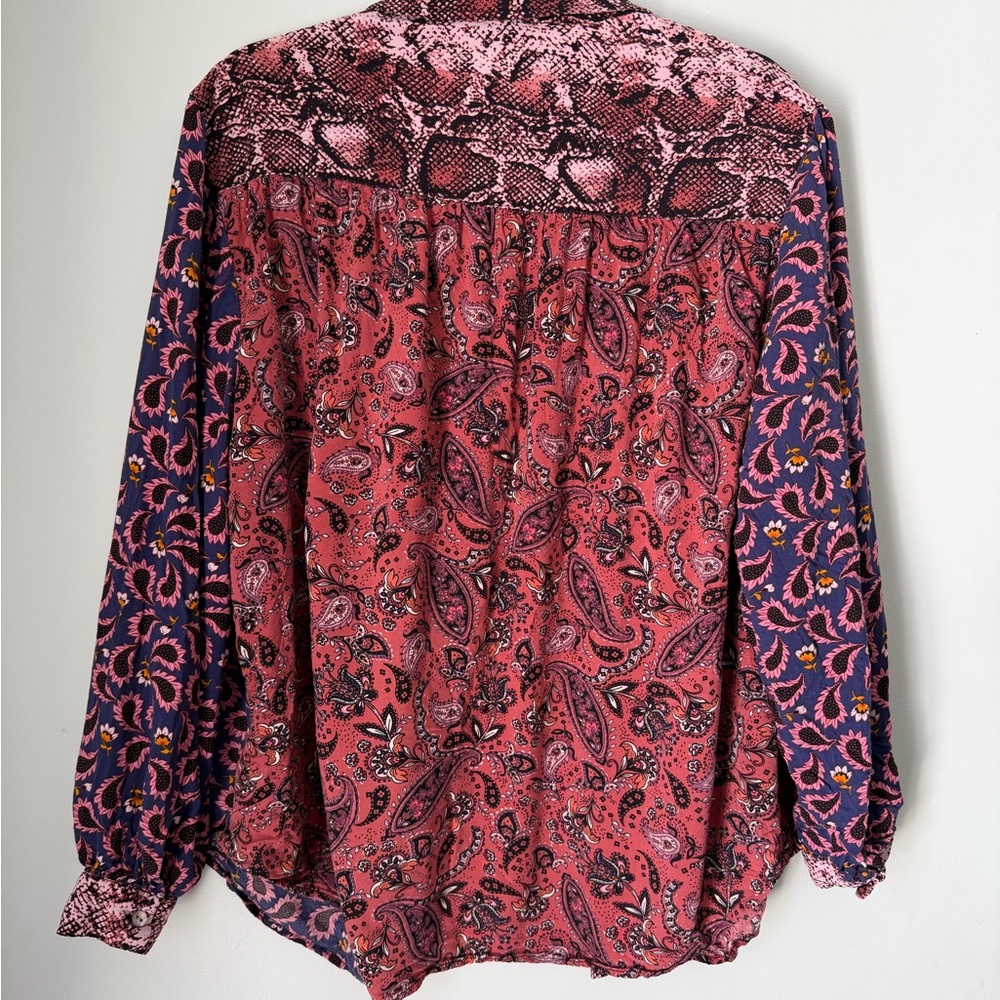 BeachLunchLounge Patchwork Boho Blouse Mixed Prin… - image 9